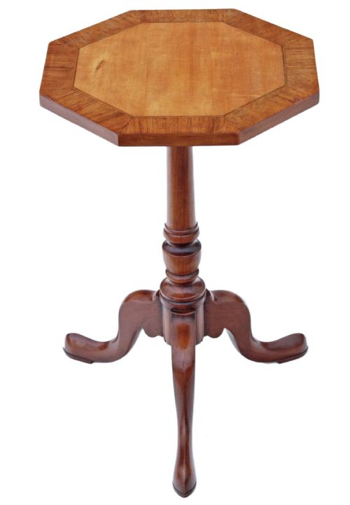 Victorian Octagonal Wine Side Table Walnut Elm Rosewood Maple