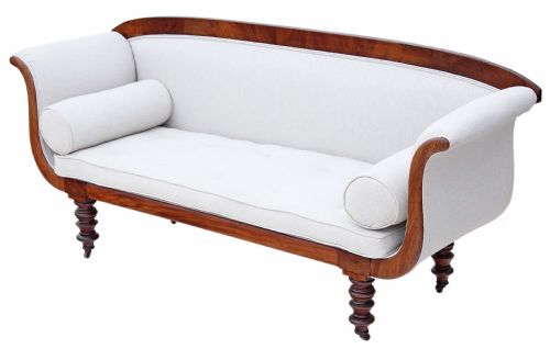 Regency Scroll Arm Sofa Chaise Longue Mahogany