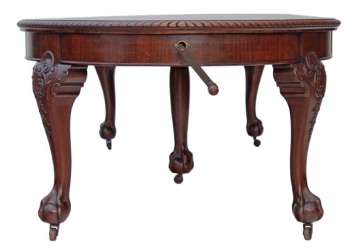 fig 2. Large 3 leaf Victorian mahogany wind out extending dining table 10'