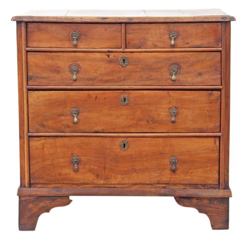 fig 1. Small Georgian elm and walnut chest of drawers