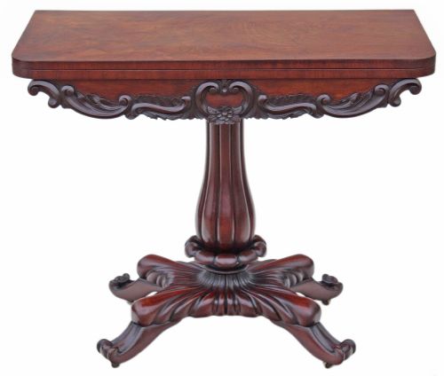 Regency Carved Mahogany Folding Card Tea Table