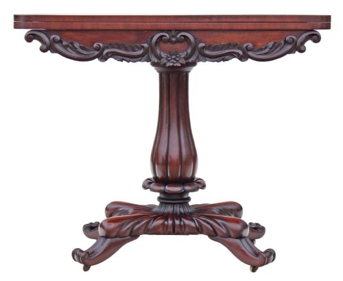 fig 1. Regency carved mahogany folding card tea table