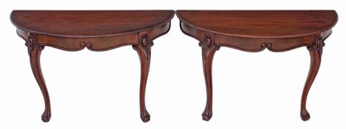 Pair of Victorian Carved Mahogany Console Tables