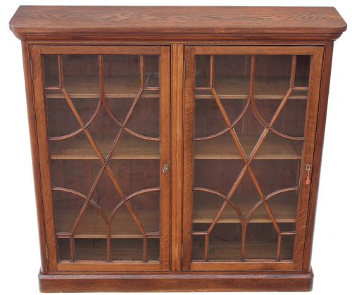 Victorian Oak Astral Glazed Bookcase Display Cabinet