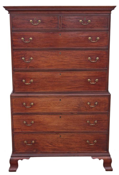 Georgian Mahogany Tallboy Chest on Chest of Drawers