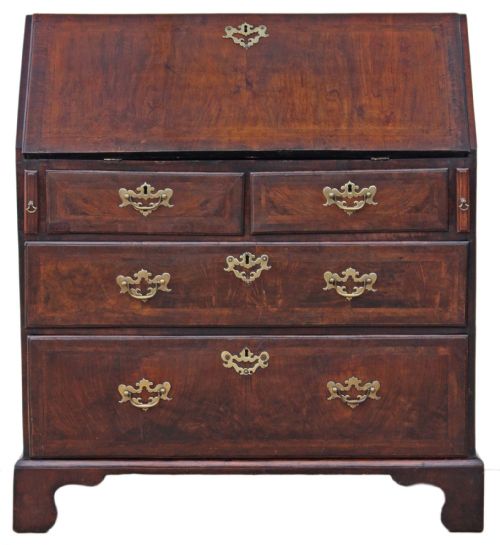 Georgian Crossbanded Walnut Bureau Desk