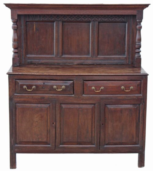 Gothic Georgian Oak Court Cupboard Sideboard