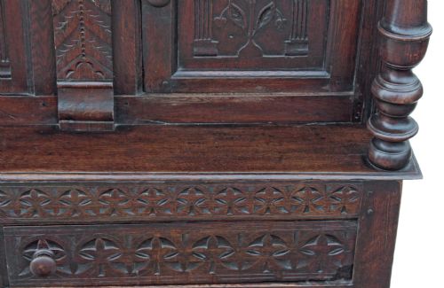 fig 1. Gothic Georgian oak court cupboard sideboard coffer