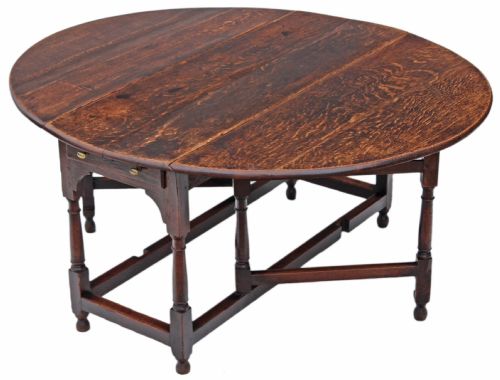 Georgian Oak Gateleg Drop Leaf Dining Table