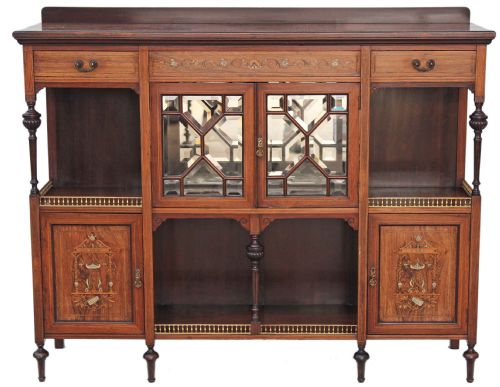 Maple and Co. Inlaid Rosewood Glazed Display Cabinet