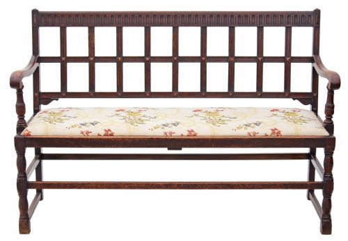fig 1. Victorian Gothic oak settle bench