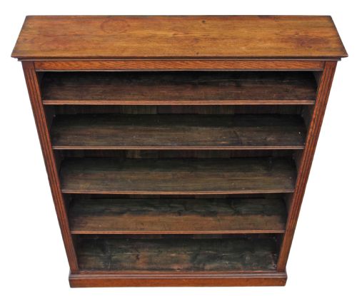 fig 1. Victorian oak bookcase adjustable shelves