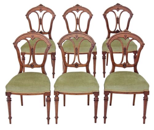 Set of 6 Victorian Walnut Dining Chairs