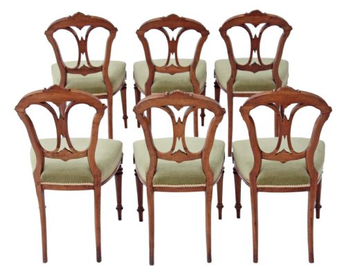 fig 1. Set of 6 Victorian walnut dining chairs