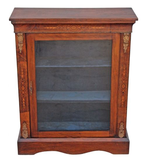 fig 1. Victorian walnut aesthetic glazed pier display cabinet