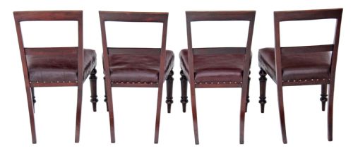 fig 1. Set of 4 Victorian mahogany leather dining chairs