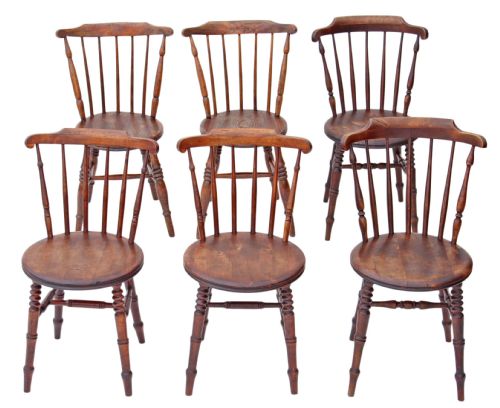Mixed Set of 6 Penny Windsor Elm Beech Kitchen Dining Chairs
