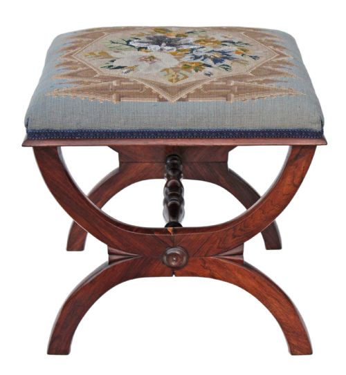 fig 1. Regency rosewood x-frame stool seat foot