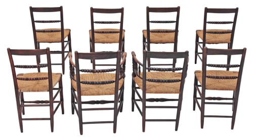 fig 1. Set of 8 19th Century elm dining chairs