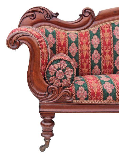 fig 1. Regency walnut scroll arm sofa chaise longue