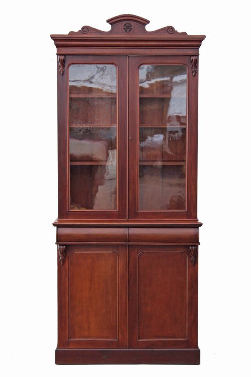 Victorian Mahogany Glazed Display Cabinet Bookcase