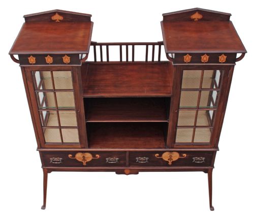 fig 1. Art Nouveau inlaid mahogany glazed display cabinet