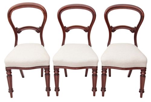 Set of 3 Victorian Mahogany Balloon Back Dining Chairs