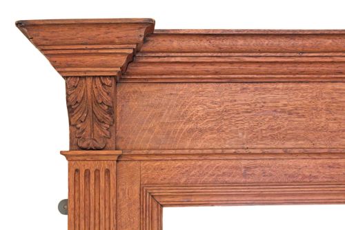 fig 1. Victorian oak wall mirror overmantle carved