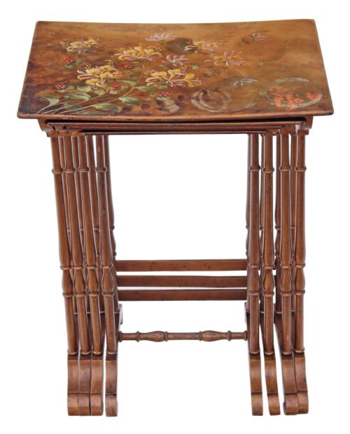 fig 1. Victorian nest of 4 decorated papier mache side tables