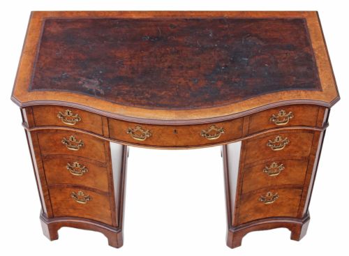 fig 2. Maple & Co serpentine burr walnut leather desk