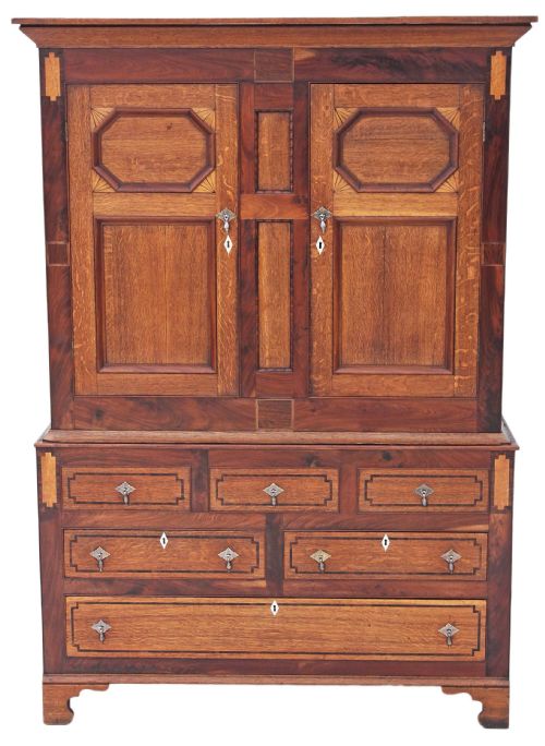Georgian Oak Hall Press Housekeepers Wardrobe