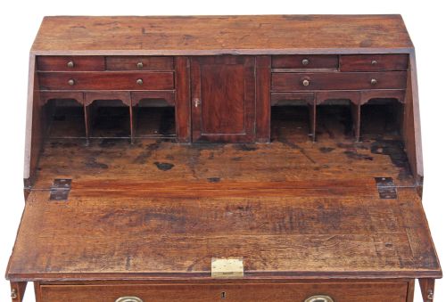 fig 1. Georgian crossbanded oak bureau desk writing table