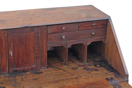 fig 3. Georgian crossbanded oak bureau desk writing table