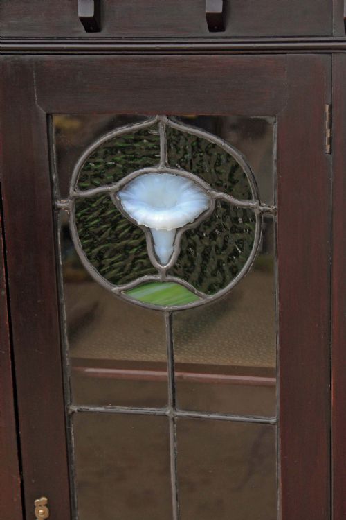 fig 2. Art Nouveau inlaid mahogany leaded glass display cabinet