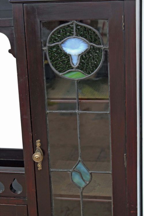 fig 3. Art Nouveau inlaid mahogany leaded glass display cabinet
