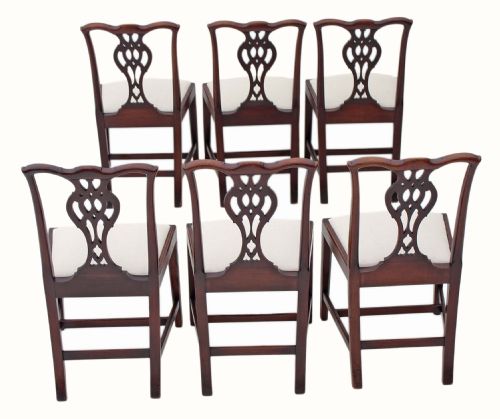 fig 1. Set of 6 Georgian Chippendale revival mahogany dining chairs