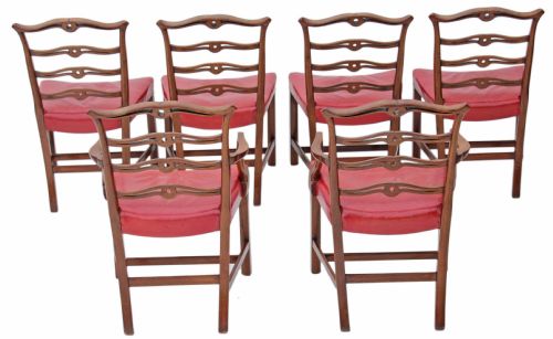 fig 1. Set of 6 Georgian revival mahogany leather dining chairs