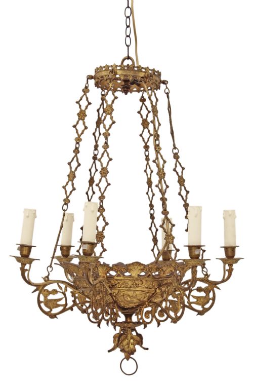 fig 1. 6 lamp hanging ormolu chandelier
