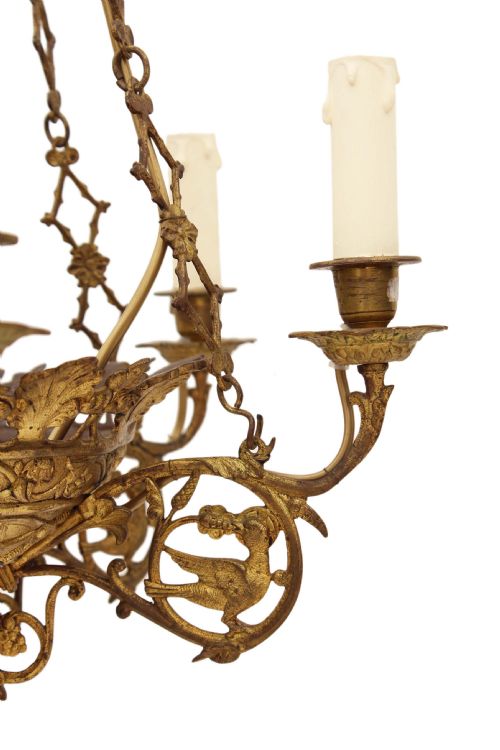 fig 2. 6 lamp hanging ormolu chandelier