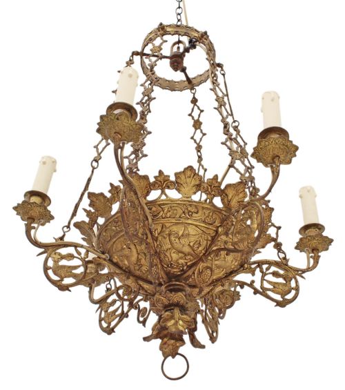 fig 3. 6 lamp hanging ormolu chandelier