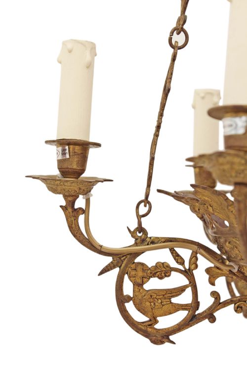 fig 5. 6 lamp hanging ormolu chandelier