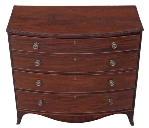fig 1. Georgian bow front flame mahogany chest of drawers