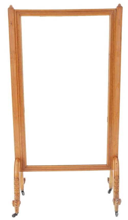Victorian Maple and Amboyna Inlaid Cheval Mirror