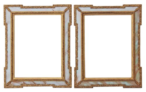 Pair of Onyx and Giltwood Wall Mirrors Overmantle