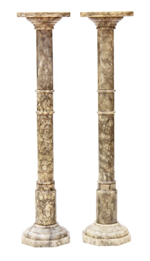 fig 1. Pair of Art Deco alabaster pedestals stands columns