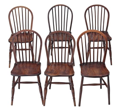 Set of 6 Spindle Back Ash Dining Chairs