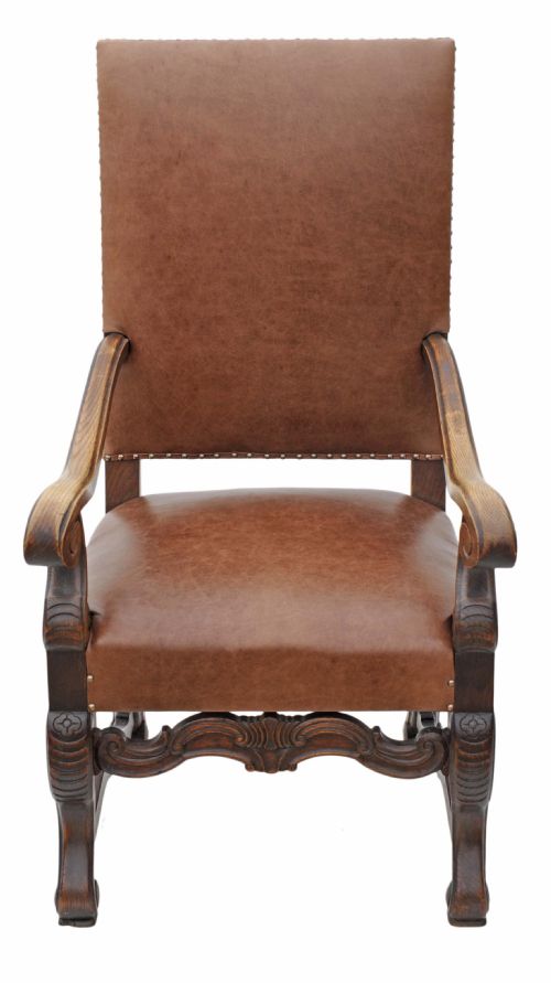 fig 1. 19th Century oak leather armchair