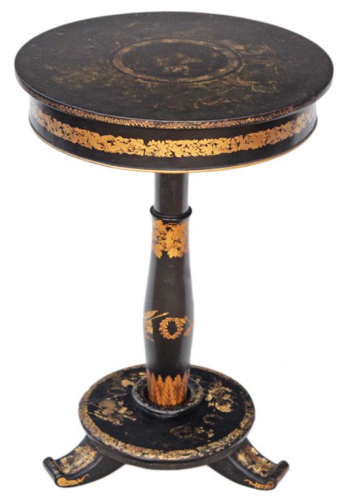 Victorian Papier Mache Work Sewing Table