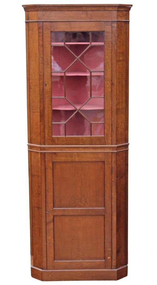 Georgian Revival Oak Corner Display Cabinet
