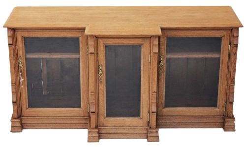 Victorian Gothic Light Oak Glazed Display Cabinet